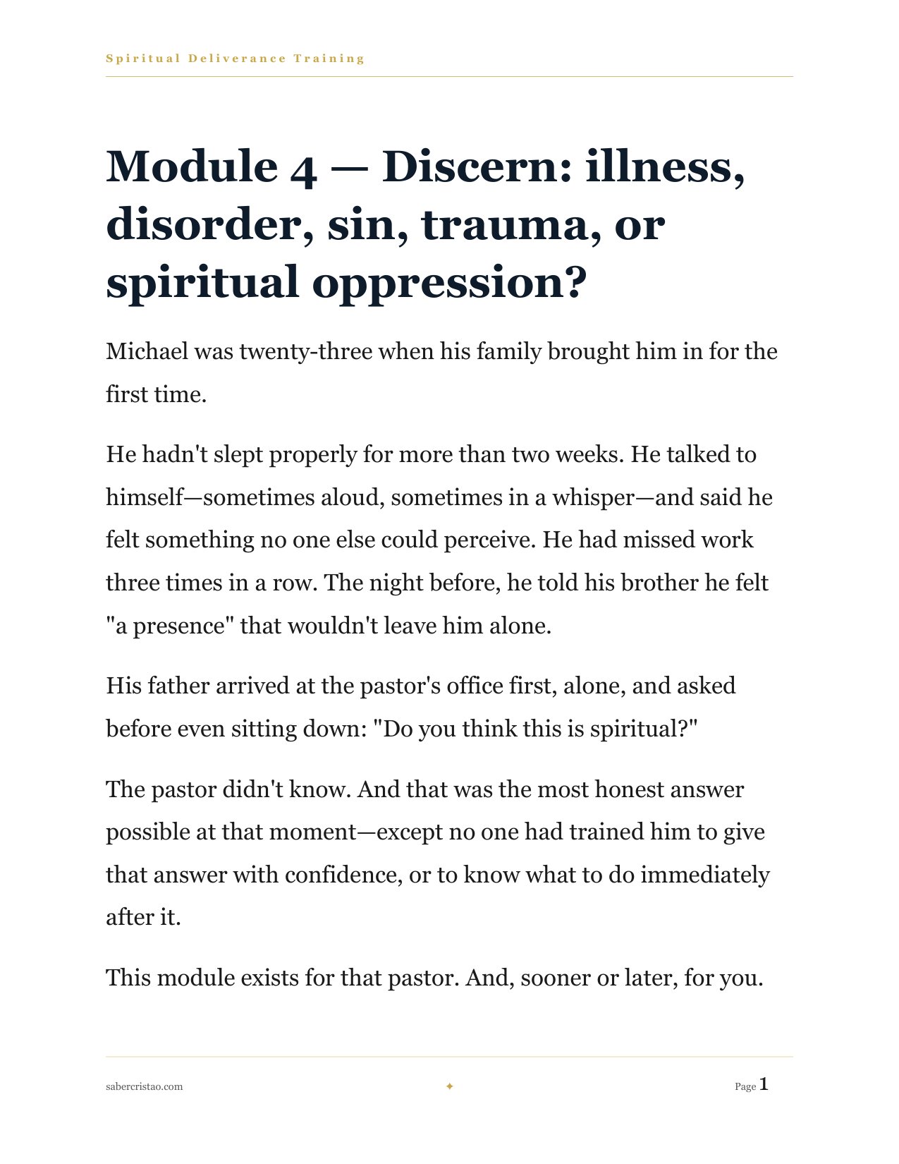 Opening page of Module 4 on discernment