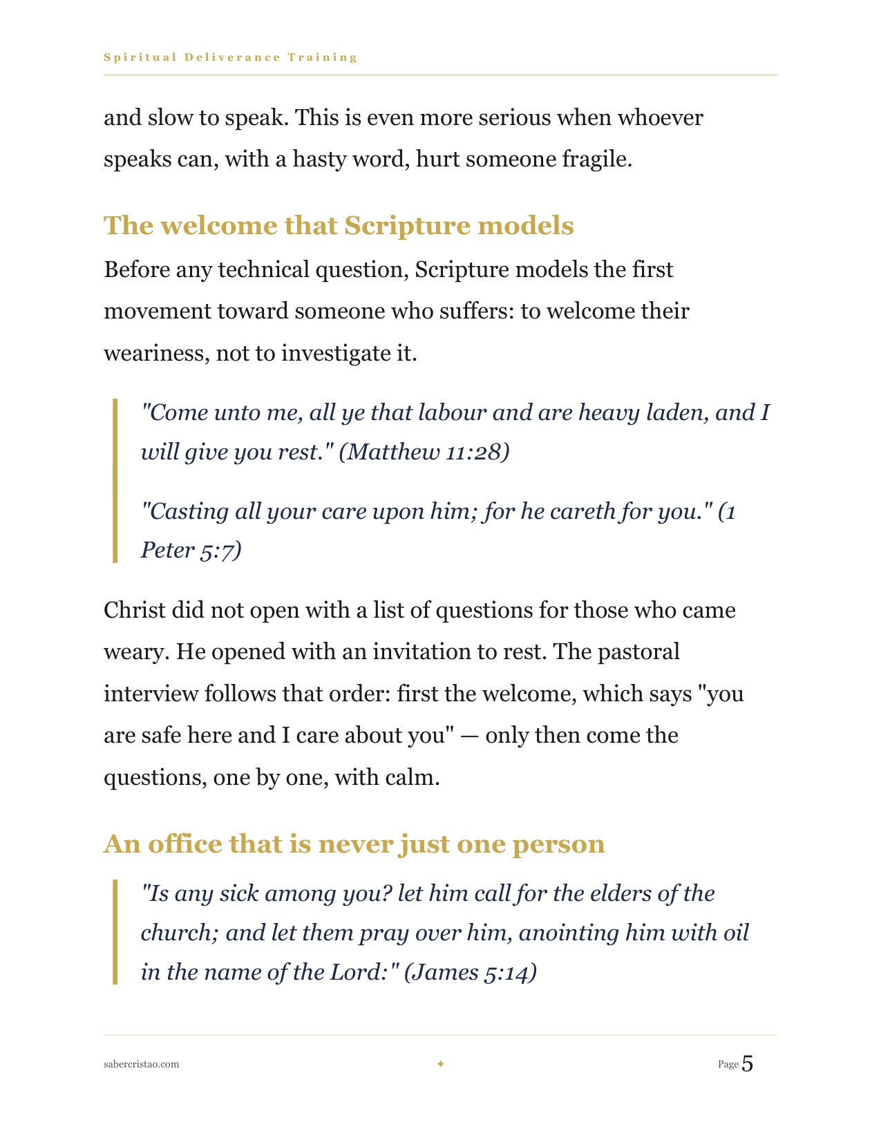Page from the pastoral interview script